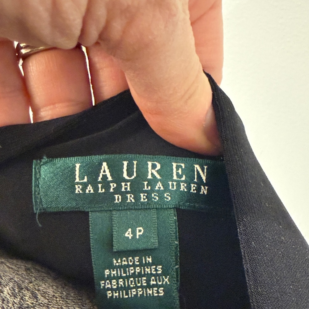 Lauren Ralph Lauren Black Draped Long Sleeve Dress - Picture 2 of 7